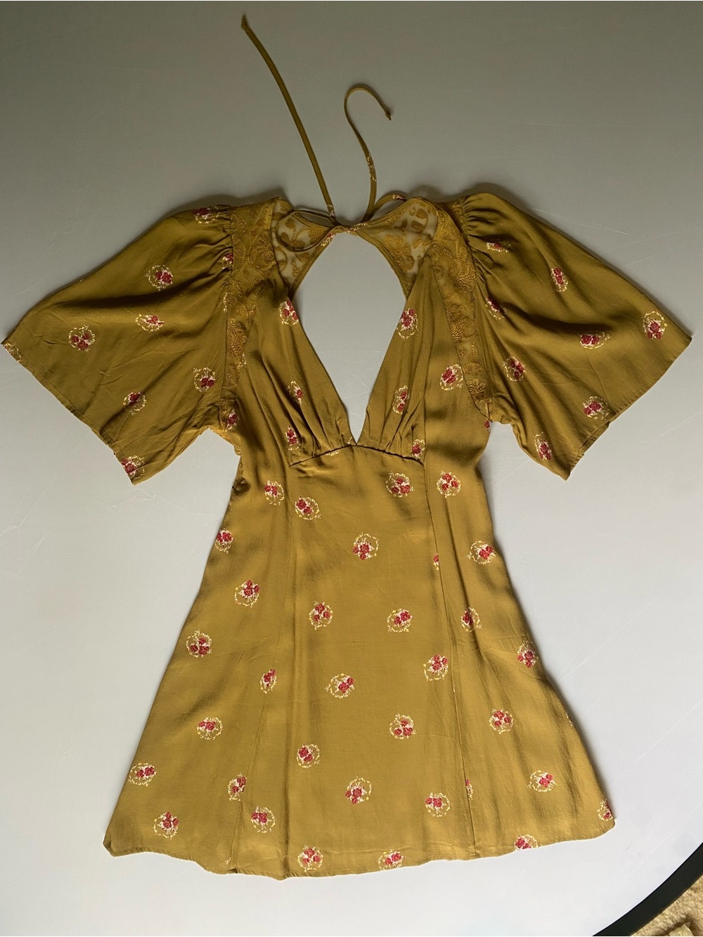 Free People Mockingbird Open Back Mini Dress in Clove Brown Size 4
